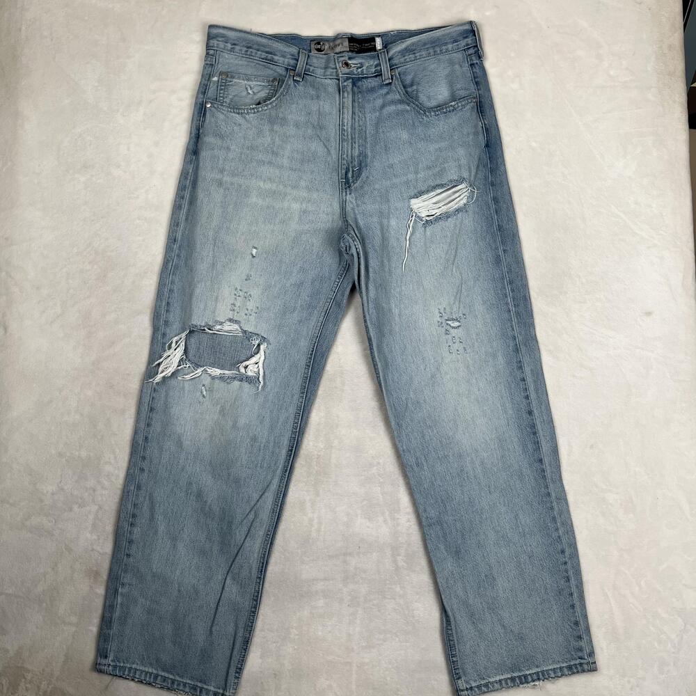 Levi's SilverTab Loose Jeans Mens 36x32 Light Wash Blue Relaxed Distressed Y2K